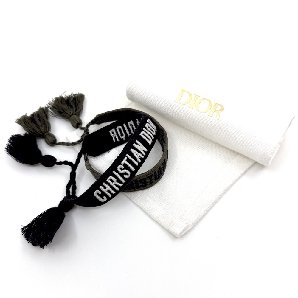 Christian Dior Woven Bracelet Set - Khaki, Black & White - Picture 4 of 6
